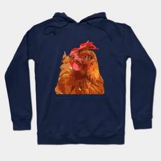 Quirky Farmyard Chicken Portrait Isolated Hoodie